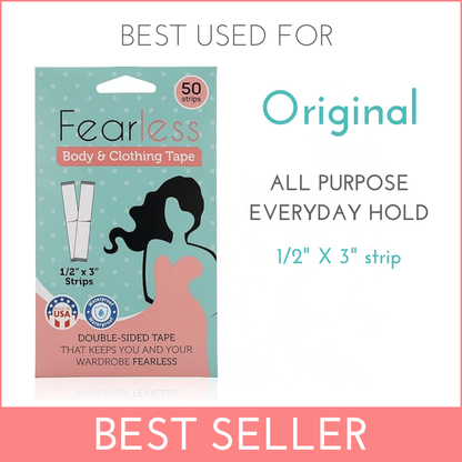 Fashion Tape - Double Sided Tape for Fashion, Clothing and Body (50 Strip Pack) | Fearless®