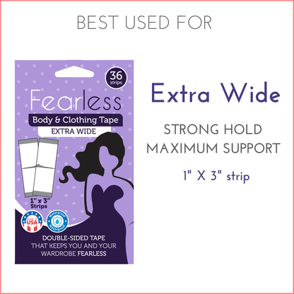 Fashion Tape - Double Sided Extra Wide Tape for Fashion, Clothing and Body (36 Strip Pack) | Fearless®
